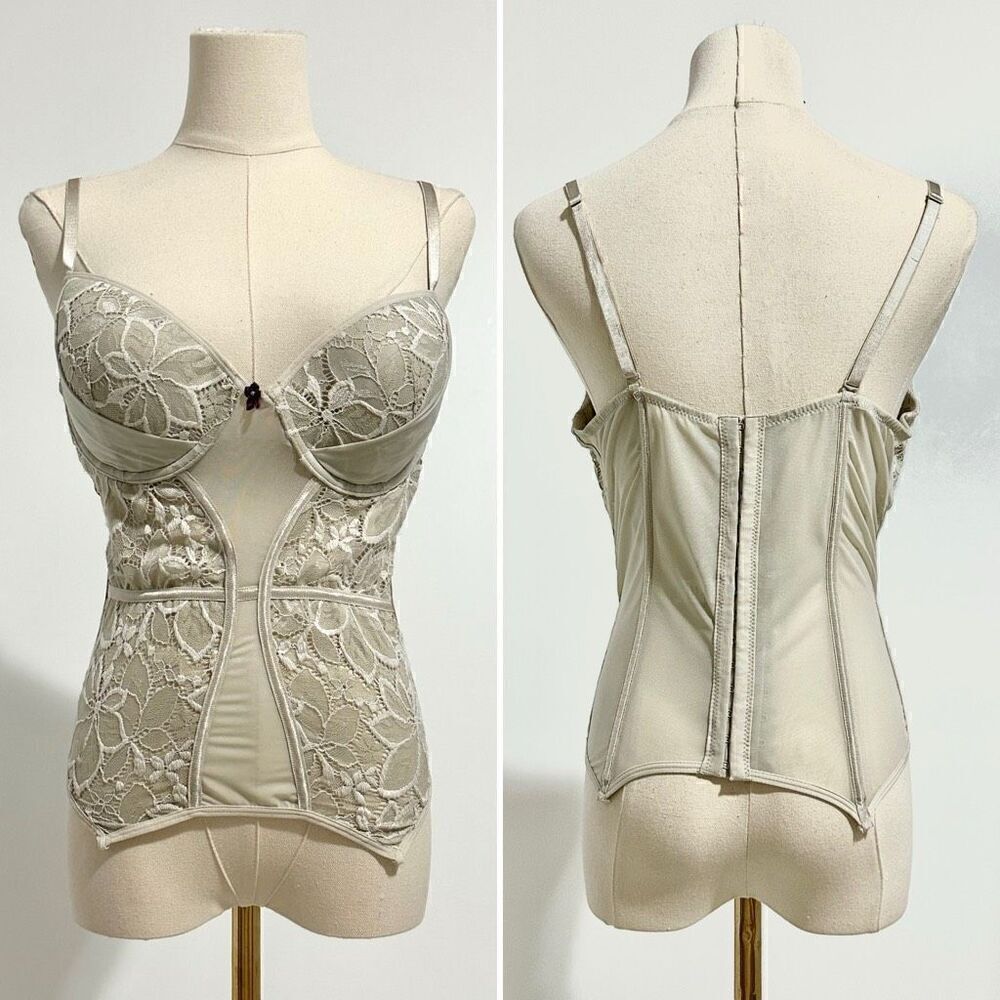 EXPOSED Dove Gray Lace Corset Top Fairy Ballet Coquette Goth Romantic Whimsigoth